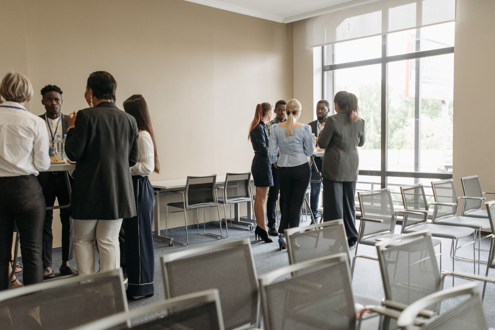 Professionals meeting during a business event